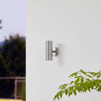 buitenwandlamp Hakan, up/down, roestvrij staal, IP44, GU10 roestvrij staal, helder