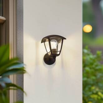buitenwandlamp Isidoro, zwart, lantaarn, kunststof zwart, transparant
