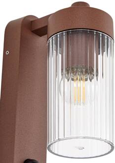 buitenwandlamp Kaliro, roest, 24 cm, IP54, sensor roestkleurig