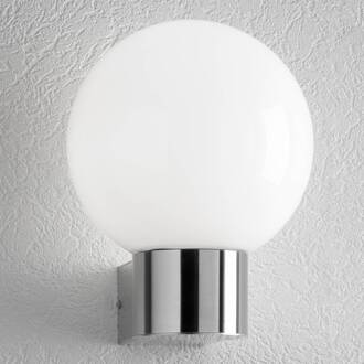 Buitenwandlamp Kekoa, glas, roestvrij staal, Ø 23 cm roestvrij staal, wit