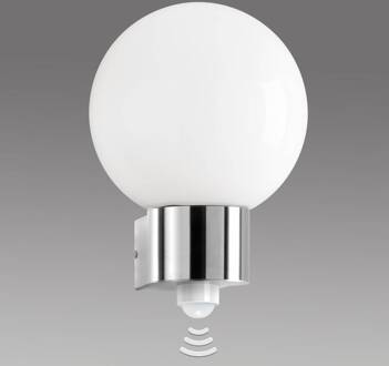 Buitenwandlamp Kekoa, glas, roestvrij staal, sensor, Ø 23 cm roestvrij staal, wit
