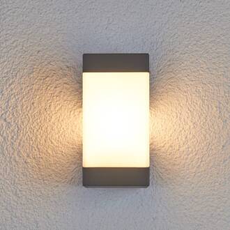 buitenwandlamp Kiran, grijs, metaal, IP44, E27 grafietgrijs, opaalwit