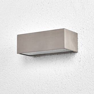 buitenwandlamp Leonora, 20 cm, hoekig, roestvrij staal roestvrij staal, wit gesatineerd