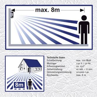 Buitenwandlamp Lija van roestvrij staal met sensor roestvrij staal mat, opaal