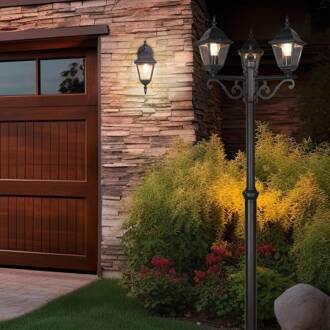 Buitenwandlamp Livenza, fitting onderaan, zwart, aluminium matzwart, transparant