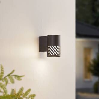 buitenwandlamp Lurinda, 1-lamp, zwart, aluminium, Ø10cm zwart mat