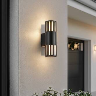 buitenwandlamp Lurinda, 2-lamps, zwart, Ø10cm zwart, opaal