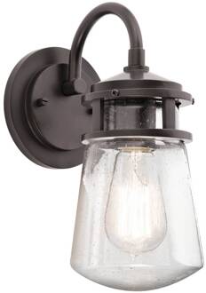 Buitenwandlamp Lyndon met glazen kap 28,6cm bouwbrons, helder