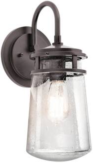 Buitenwandlamp Lyndon met glazen kap 38,1cm bouwbrons, helder