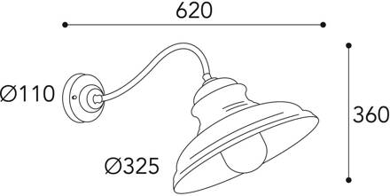 Buitenwandlamp Mill 1591 messing antiek/helder antiek-messing, helder