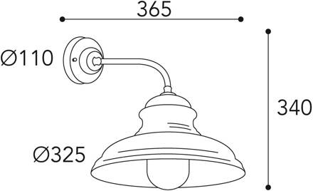 Buitenwandlamp Mill 1595 messing antiek/helder antiek-messing, helder