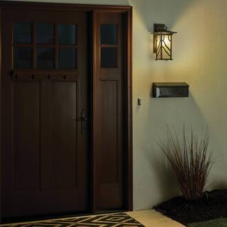 Buitenwandlamp Morris L breedte 20,3 cm koper koper verweerd, wit