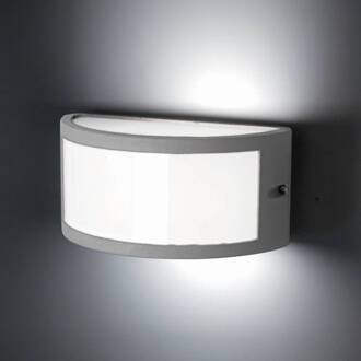 Buitenwandlamp Negus, grijs, aluminium, kunststof, E27 grijs, wit