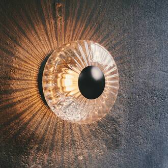 Buitenwandlamp New Wave Optic, glas, Ø 26 cm, IP65 helder, zwart