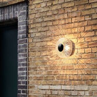 Buitenwandlamp New Wave Optic, glas, Ø 26 cm, IP65 helder, zwart