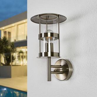 buitenwandlamp Noemi, grijs, roestvrij staal, 32 cm roestvrij staal, helder