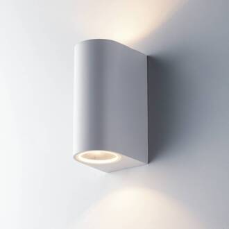 Buitenwandlamp ONE, wit, hoogte 13 cm, metaal IP54, 2-lamps.