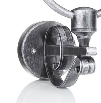 Buitenwandlamp Peggy met koperen kap, vrijstaand zwart-zilver, koper, opaal