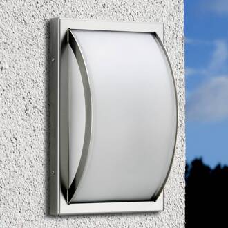 Buitenwandlamp Piegare, roestvrij staal, glas, E27 roestvrij staal, opaal