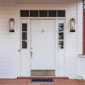 Buitenwandlamp RIVAMAR, hoogte 41 cm, zwart/goud, IP44 E27 zwart, goud geborsteld, helder