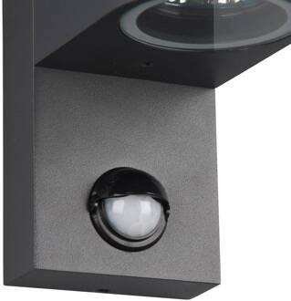 Buitenwandlamp Roya 1-lamp, sensor, rond antraciet