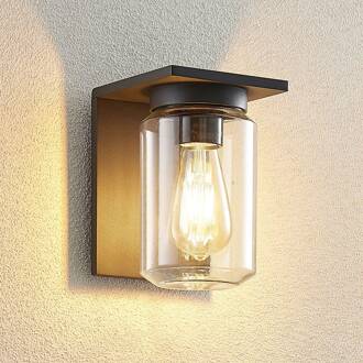 buitenwandlamp Semka, antraciet, aluminium, glas, 20cm donkergrijs, transparant