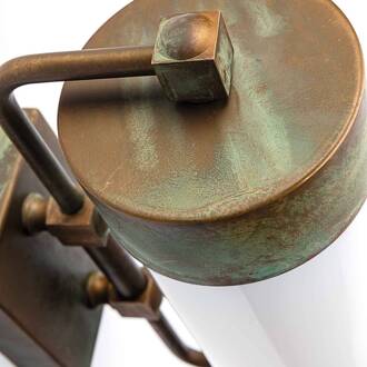 Buitenwandlamp Silindar 3389, messing antiek/opaal antiek messing, opaal