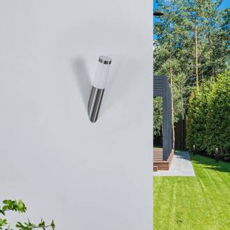 buitenwandlamp Statius, grijs, roestvrij staal, 40 cm grijs, opaal