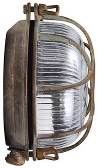 Buitenwandlamp Tortuga messing antiek, glas helder antiek-messing, transparant