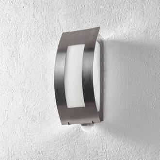 Buitenwandlamp vierkant van roestvrij staal met sensor roestvrij staal mat, opaal