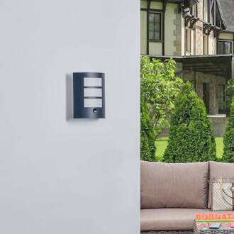 buitenwandlamp Vimal, sensor, E27, 26 cm, aluminium zwart