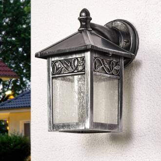 Buitenwandlamp Winchcombe zwart-zilver, transparant