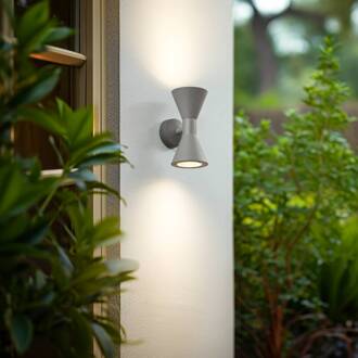 buitenwandlamp Xalor, grijs, IP65, metaal, GU10