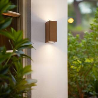 buitenwandlamp Xava, up/down, bruin, 2-lamps, GU10 bruin, transparant