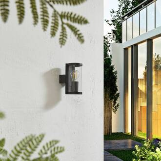 buitenwandlamp Zanta, hoogte 19,7 cm, IP65, zwart zwart, rookgrijs