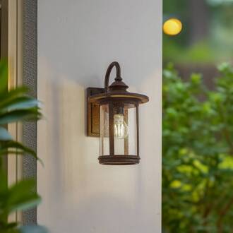 buitenwandlamp Zayn, roestkleurig, glas, IP23 roest, transparant