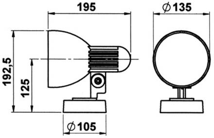 Buitenwandspot 635 S draai- en zwenkbaar zwart