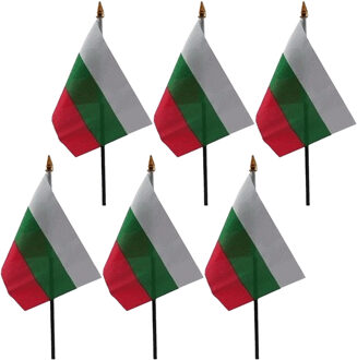 Bulgarije - 6x - mini vlaggetje van 10 x 15 cm op stokje - Landen vlag - H27 cm