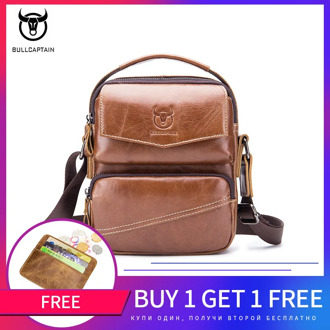 BULLCAPTAIN Brand Leather Men Bag Casual Business Leather Mens Shoulder Messenger Bag Vintage Men's Crossbody Bag male bag