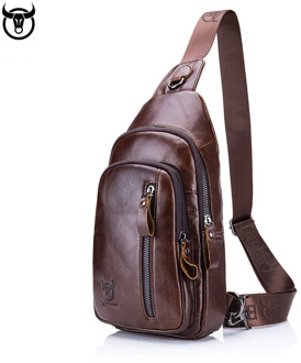 BULLCAPTAIN Fashion Genuine Leather Crossbody Bags men Brand Small Male Shoulder Bag casual men's music chest bags messenger bag