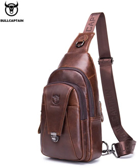 BULLCAPTAIN Genuine Leather Chest Back Pack chest bag men fashion Messenger bag's Multifunctional card bages mobile phone bags