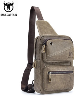 BULLCAPTAIN Genuine Leather men's chest bag can be used for 7.9-inch iPai large-capacity pocket messenger bags casual bag's