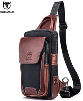 BULLCAPTAIN Hot Men's First Layer Cowhide Casual Fashion Chest Belt Bag Men's Bag Over Shoulder Bag Men's Chest Bag