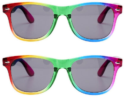 Bullet 2x Regenboog zonnebrillen retro voor volwassenen - Regenboog zonnebrillen dames/heren