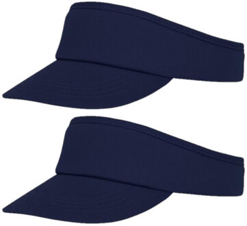 Bullet 2x stuks navy blauwe zonneklep pet voor volwassenen - Katoenen verstelbare navy blauwe zonnekleppen - Dames/heren