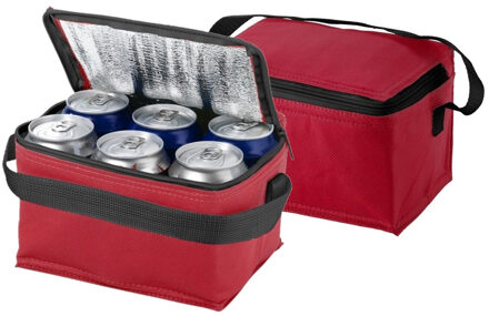 Bullet 3x stuks kleine koeltas rood/zwart 20 cm voor 6/sixpack blikjes - 3,5 liter - Koelboxen/koeltassen - Lunchtrommel