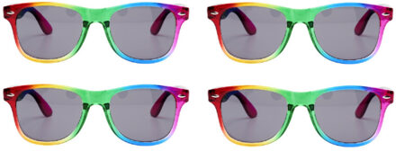 Bullet 4x Regenboog zonnebrillen retro voor volwassenen - Regenboog zonnebrillen dames/heren