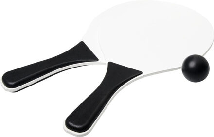 Bullet Beachball set buitenspeelgoed - zwart/wit - Hout - Rackets/batjes en bal - Tennis ballenspel
