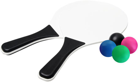 Bullet beachball set - zwart/wit - buiten/strand speelgoed - met 4 balletjes