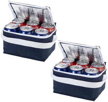 Bullet Kleine koeltas voor sixpack blikjes - 2x - 3,5 liter - blauw - 20 x 15 x 12 cm - Lunchtrommel